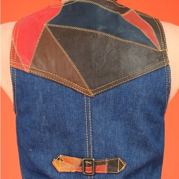 Vintage Rosemary Leather And Denim Patchwork Vest and Pants - Picture 2 of 12